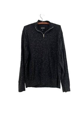 Bonobos Heathered Black Cashmere Blend 1/4 Zip Pullover Sweater Mens XLarge
